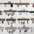 Modern Desk Design Collection With Wooden And Marble Tops And Matching Chairs Plus Accessories