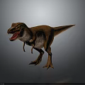 Realistic Tyrannosaurus Rex Dinosaur Model With Brown Skin Open Mouth Yellow Eyes And Gray Background