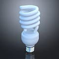 Spiral Shaped White Energy Saving Light Bulb With Reflective Base On Dark Background 3d model