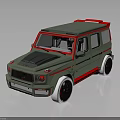 Green Off Road SUV Featuring Red Accents Black Rims And White Tires Design