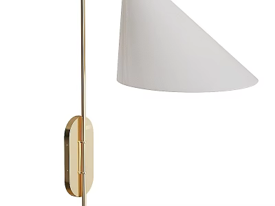 Modern Wall Lamp with White Conical Shade and Brass Base for Home Interior 3d model