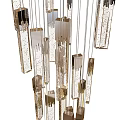 Elegant Modern Crystal Chandelier With Unique Hanging Metallic And Glass Strips Design