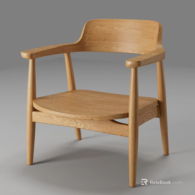 Modern Wooden Single Sofa With Ergonomic Armrests And Light Wood Finish 3d model 