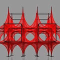 Red Geometric Art Installation With Multi layered Structural Design And Human Silhouette 3d model