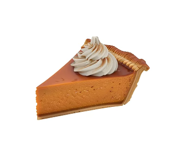 Delicious Pumpkin Pie Slice Topped With Whipped Cream And Flaky Crust 3d model