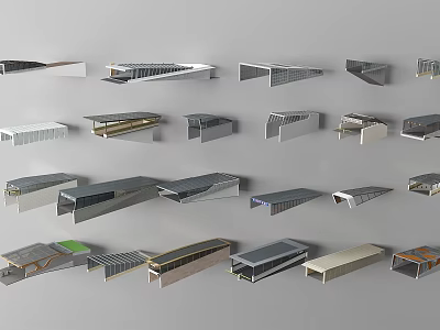 Modern Roadside Facilities Featuring Various Structural Design Models And Contemporary Styles 3d model