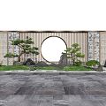 New Chinese style landscape wall landscape wall 3d model