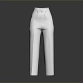 White High Waisted Trousers With Belt Detail Straight Leg Stylish Textured Fabric