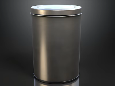 Sleek Silver Metal Canister With Modern Design And Secure Lid 3d model