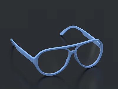 Light Blue Aviator Eyeglasses With Transparent Frame And Clear Lenses 3d model