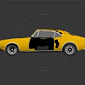 Yellow Classic Two Door Car With Black Stripes And Sporty Exterior Design
