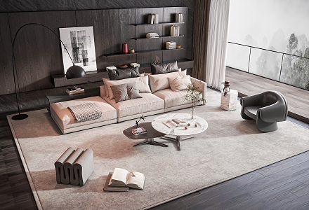 Modern Poliform Sofa Coffee Table Combination 3d model