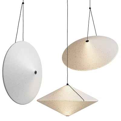 Modern White Speckled Pendant Lights With Round And Conical Shapes 3d model