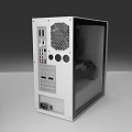 Sleek White Black PC Case With Front Panel Ports Ventilation Holes And Transparent Side Panel 3d model