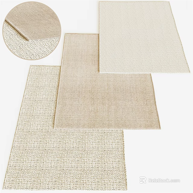 Textured Square Rugs In Neutral Beige Tones For Modern Home Decor 3d model 