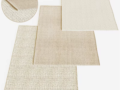 Textured Square Rugs In Neutral Beige Tones For Modern Home Decor 3d model