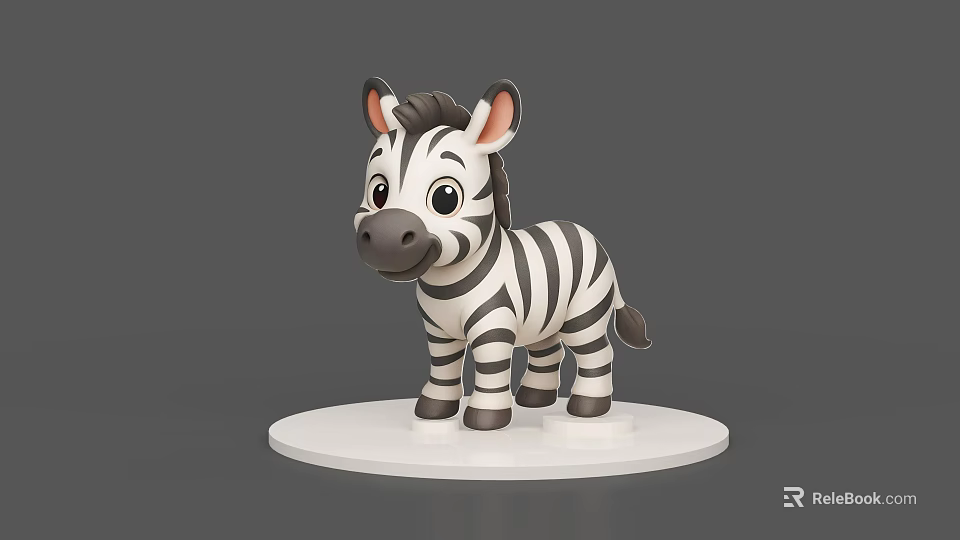 3D Cartoon Reptile Model Standing On White Base With Gray Background 3d model