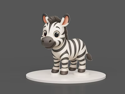 3D Cartoon Reptile Model Standing On White Base With Gray Background 3d model