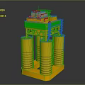 Yellow Industrial Equipment Platform with Cylindrical Structures Top Equipment and Ladder