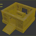 Enclosed Ancient Stone Structure Featuring Carved Walls Stone Steps And Inner Platform 3d model