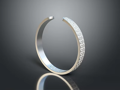 Elegant Silver Bracelet With Intricate Filigree Hollow Carving Shiny Design 3d model