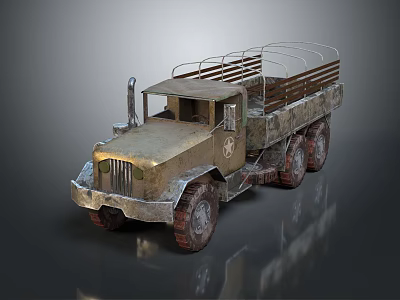 Vintage Military Utility Vehicle With Wooden Cargo Bed Metal Roof Rack And Retro Appearance 3d model