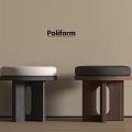 Poliform Modern Stools with Wooden Base and Upholstered Seats in Different Colors
