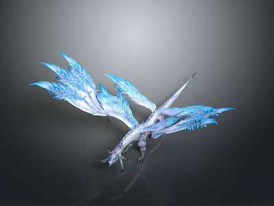 Dragon Shaped Wall Decor With Blue White Ice Crystal Wings And 3D Design 3d model