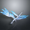 Dragon Shaped Wall Decor With Blue White Ice Crystal Wings And 3D Design