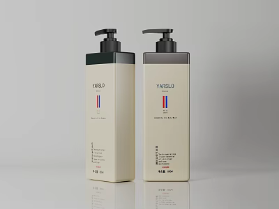 Two Pump Bottled Daily Wash Products With Minimalist Design 3d model