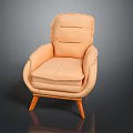 Light Orange Fabric Single Sofa With Armrest And Wooden Legs Design