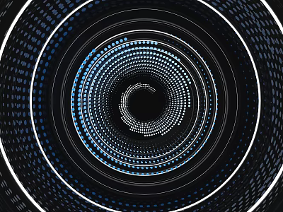 Modern Art Installation With Concentric Circles And Spiral Light Dots On Dark Background 3d model