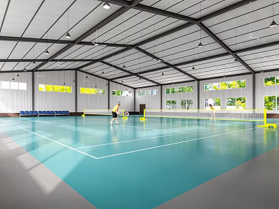 Tennis stadium figure ceiling fan floor paint 3d model