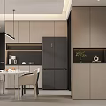 Modern Living And Dining Room Interior With Black Sofa Round Coffee Table And Artwork