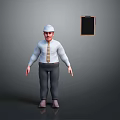 3D Male Character Standing Wearing White Shirt Tie Safety Helmet With Clipboard
