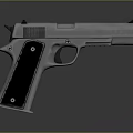 Shiny Silver Polished Metal Pistol with Black Checkered Grip and Classic Design Details