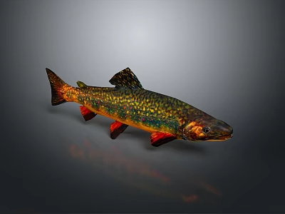 Colorful Decorative Fish Figurine With Vibrant Green Red Orange Hues For Home Decor 3d model