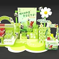 Vibrant Garden Landscape with Panda Figures Flowers Green Plants and Spring Barbecue