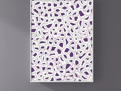 Abstract Painting With Purple Irregular Shapes And Red Connected Lines On White Background 3d model