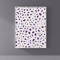 Abstract Painting With Purple Irregular Shapes And Red Connected Lines On White Background