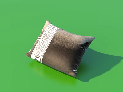 Gray Decorative Pillow with White Intricate Woven Pattern and Soft Texture 3d model