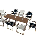 Dining Table And Chairs Set With Wooden Top Metal Frame Folding Chairs And Candles