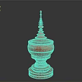 Red Decorative Household Item With Layered Structure And Spire Top Base 3d model