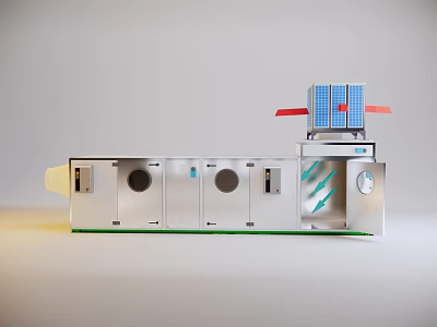 Industrial Equipment With Multiple Circular Vents And Integrated Control Panel System 3d model