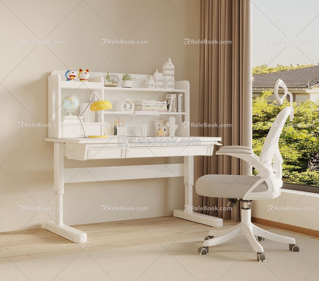 Desk and chair combination model