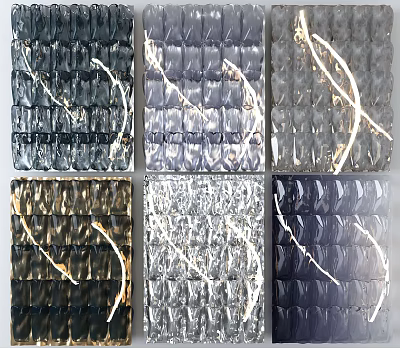 Modern Interior Wall Decor With Textured Panels Curved Lines And Various Metallic Tones 3d model