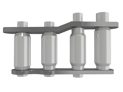 Metal Industrial Chain With Four Cylindrical Rollers and Link Plates For Mechanical Use 3d model