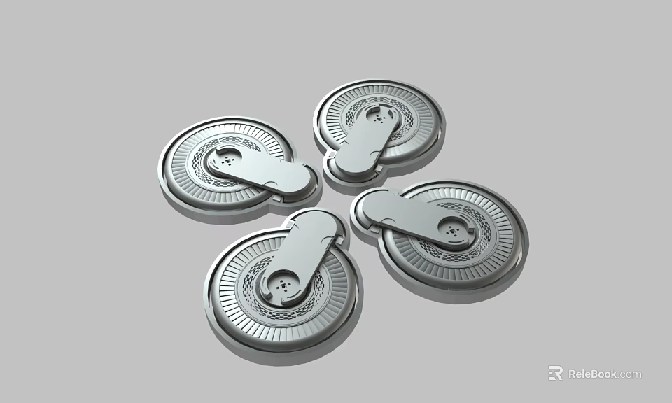 Silver Circular Metal Parts With Geared Edges And Central Knob Structure 3d model