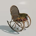 Vintage Wicker Rocking Chair With Metal Frame And Comfortable Cushion Design