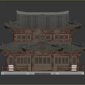 Traditional Chinese Two Story Wooden Architecture With Tiled Roof And Decorative Eaves